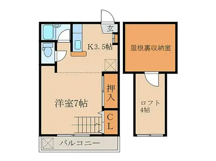 ラジング前田(1K/1階)の間取り写真