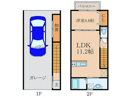 トムソーヤ西原台八号館(1LDK/1階)の間取り写真