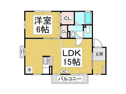 メゾンラフィネ吉田 B棟(1LDK/1階)の間取り写真