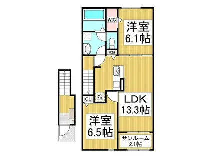 長野電鉄長野線 信州中野駅 徒歩10分 2階建 新築(2LDK/2階)の間取り写真