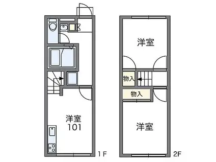 レオパレスビレントライフ(2DK/1階)の間取り写真