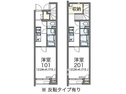 クレイノ黒川(1K/2階)の間取り写真