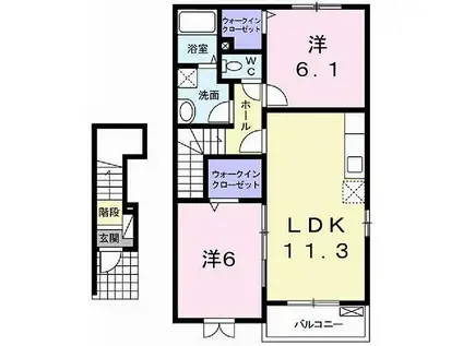 ノース カレントV(2LDK/2階)の間取り写真