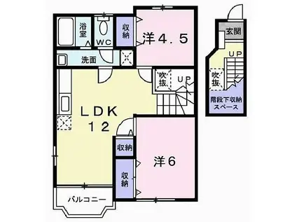 ムックINアサカ(2LDK/2階)の間取り写真