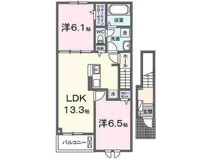 サニーレジデンスIII(2LDK/2階)の間取り写真