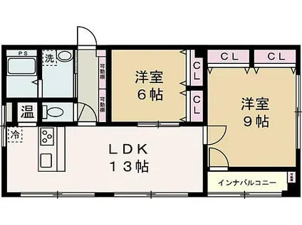 JR播但線 福崎駅 徒歩24分 3階建 築46年(2LDK/3階)の間取り写真