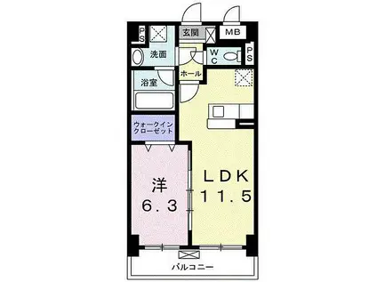 グラシス池尻(1LDK/3階)の間取り写真