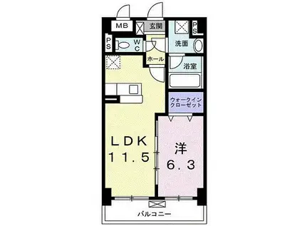 グラシス池尻(1LDK/4階)の間取り写真