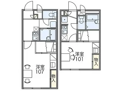 レオパレス三田ウチダ2号館(1K/2階)の間取り写真