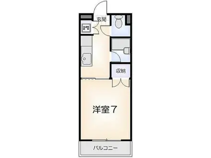 第2百田ハイツ(1K/2階)の間取り写真