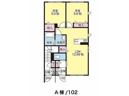シャーメゾンMO A棟(2LDK/1階)の間取り写真