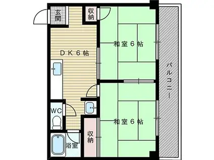 豊里シティハウス(2DK/3階)の間取り写真