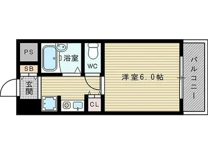 ノイエ新大阪 A棟(1K/6階)の間取り写真