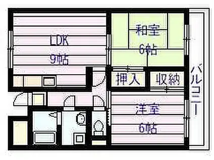 ルネ・アルマーニ(2LDK/2階)の間取り写真