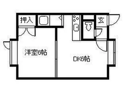 ハイツYOUトピア(1DK/1階)の間取り写真
