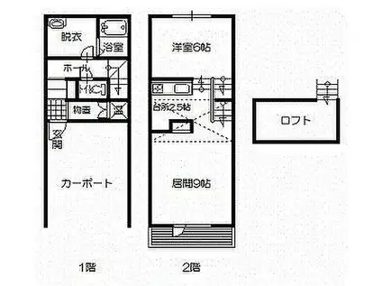 T.M.S B(1LDK/1階)の間取り写真