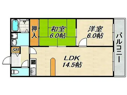 セントポーリア東須磨(2LDK/1階)の間取り写真