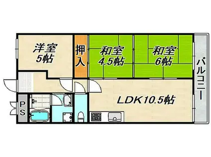 白鷹真野マンション(3LDK/4階)の間取り写真