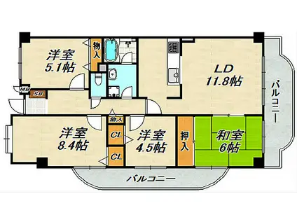 デメテル高取台(4LDK/3階)の間取り写真