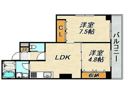 コスモ須磨板宿(2LDK/3階)の間取り写真