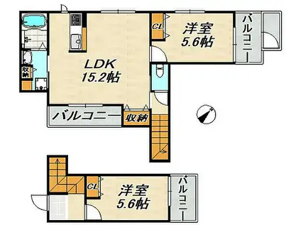 グルーブメゾン須磨離宮(2LDK/3階)の間取り写真