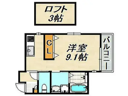 K-MAISON RICHE(ワンルーム/2階)の間取り写真