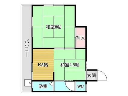 曽根ハイホーム(2K/4階)の間取り写真