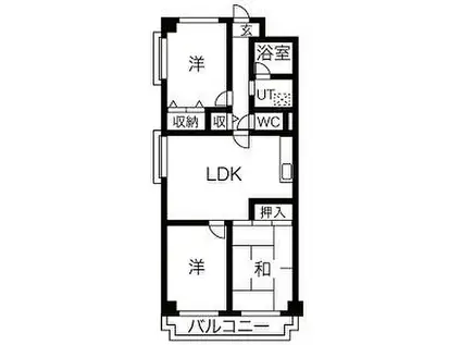 猪名川エクセルハイツ(3LDK/3階)の間取り写真