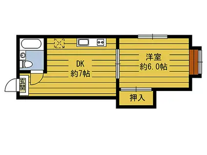 フローレス南須賀(1DK/2階)の間取り写真