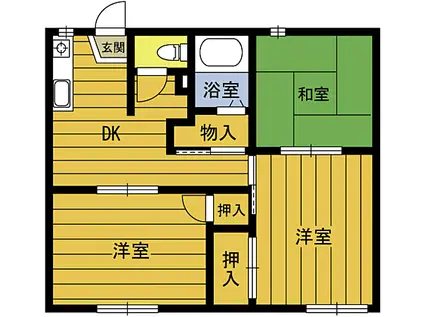 タウニィ由布(3K/1階)の間取り写真