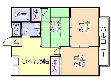 コーポカノン(3DK/2階)の間取り写真