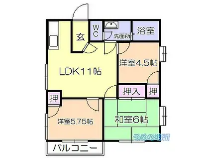 コーポ・カノンII(3LDK/2階)の間取り写真