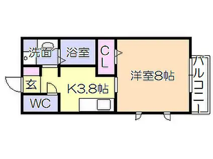 ベルネージュII(1K/2階)の間取り写真