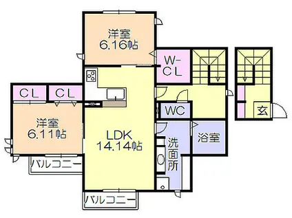 DS上津(2LDK/2階)の間取り写真