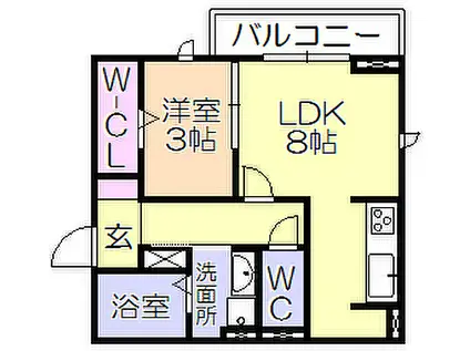 D-ROOM F.京町(1LDK/3階)の間取り写真