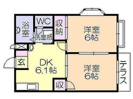 サンフェスタ津福(2DK/1階)の間取り写真