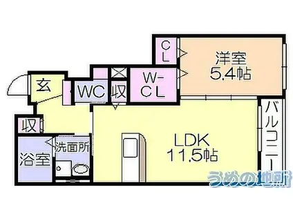 JR久大本線 南久留米駅 徒歩36分 2階建 築3年(1LDK/1階)の間取り写真