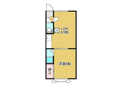 サニーハイツIII(1LDK/2階)の間取り写真