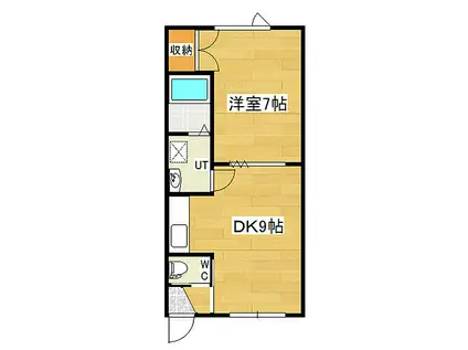 レジデンスさき(1DK/2階)の間取り写真