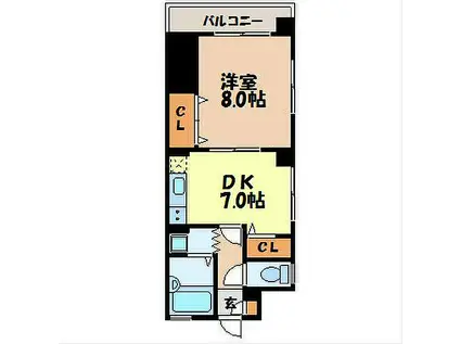 マシェール唐人坂(1DK/4階)の間取り写真