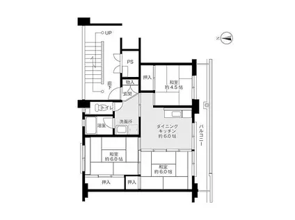 ビレッジハウス矢上 3号棟(3DK/1階)の間取り写真