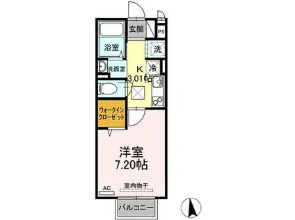JR山陽本線 笠岡駅 徒歩38分 2階建 築6年(1K/1階)の間取り写真