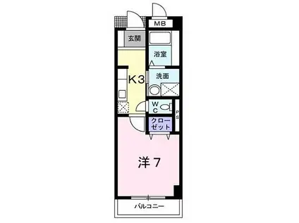 JR山陽本線 東福山駅 徒歩22分 3階建 築22年(1K/1階)の間取り写真