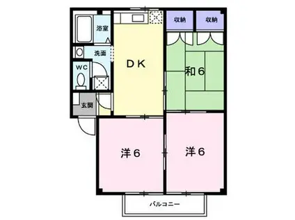 JR山陽本線 東福山駅 徒歩53分 2階建 築28年(3DK/2階)の間取り写真