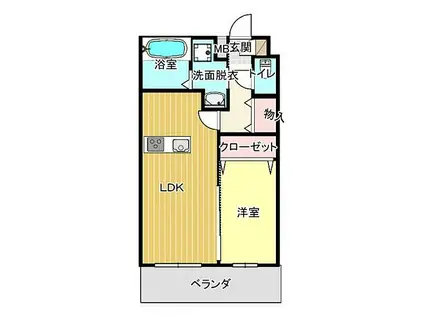 JR山陽本線 松永駅 徒歩32分 3階建 築1年(1LDK/3階)の間取り写真