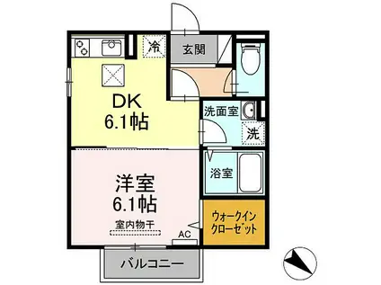 JR山陽本線 福山駅 徒歩20分 2階建 築4年(1DK/1階)の間取り写真