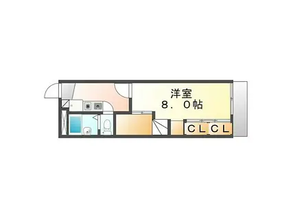 JR山陽本線 福山駅 徒歩23分 2階建 築21年(1K/1階)の間取り写真