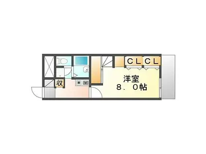 JR山陽本線 尾道駅 徒歩54分 2階建 築17年(1K/1階)の間取り写真