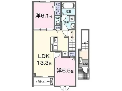 JR福塩線 横尾駅 徒歩15分 2階建 新築(2LDK/2階)の間取り写真