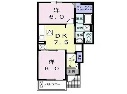 JR福塩線 備後本庄駅 徒歩20分 2階建 築6年(2DK/1階)の間取り写真